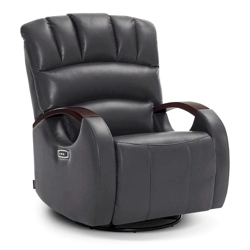 Fauteuil inclinable, pivotant et berçant motorisé MCombo avec têtière réglable pour chambre de bébé, en similicuir PR616