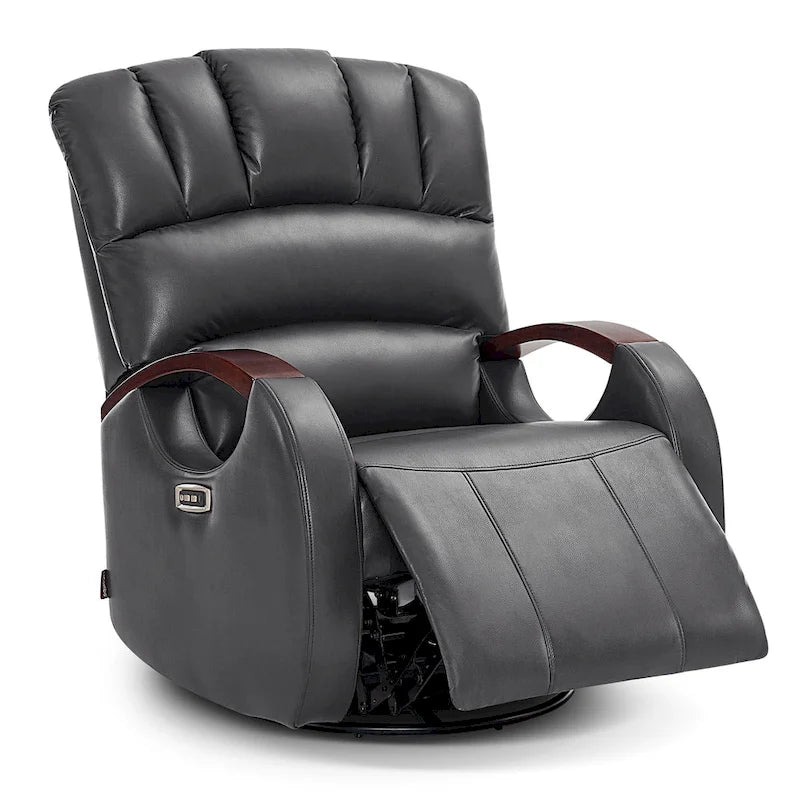 Fauteuil inclinable, pivotant et berçant motorisé MCombo avec têtière réglable pour chambre de bébé, en similicuir PR616