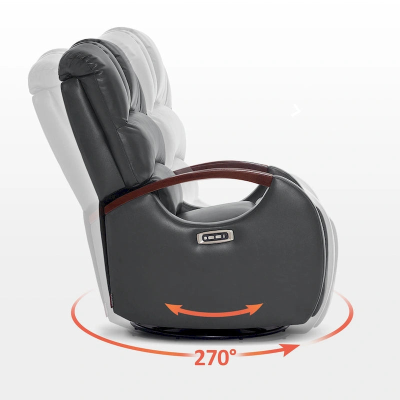 Fauteuil inclinable, pivotant et berçant motorisé MCombo avec têtière réglable pour chambre de bébé, en similicuir PR616