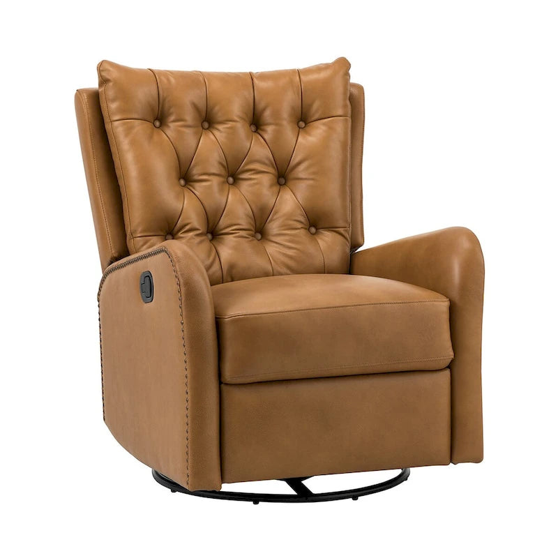 Fauteuil inclinable Jordano Mid-century en cuir véritable avec base en métal par HULALA HOME