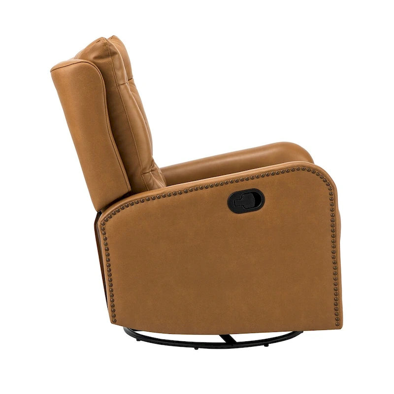 Fauteuil inclinable Jordano Mid-century en cuir véritable avec base en métal par HULALA HOME