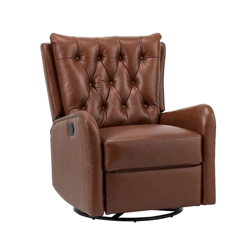 Fauteuil inclinable Jordano Mid-century en cuir véritable avec base en métal par HULALA HOME