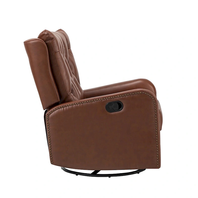 Fauteuil inclinable Jordano Mid-century en cuir véritable avec base en métal par HULALA HOME