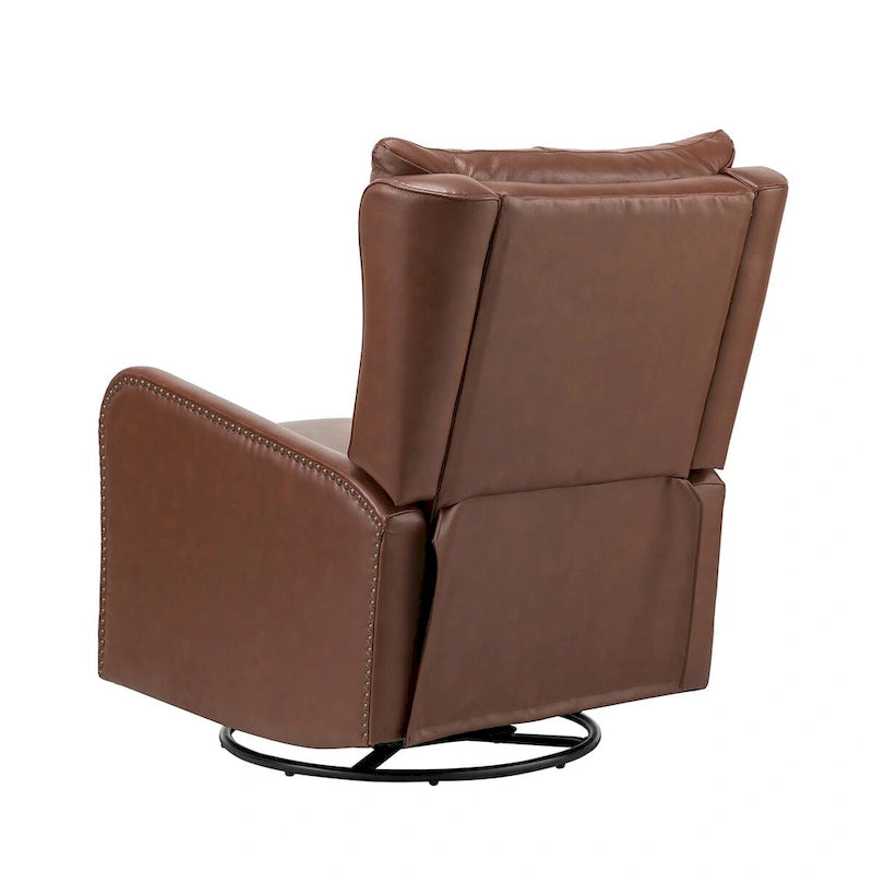 Fauteuil inclinable Jordano Mid-century en cuir véritable avec base en métal par HULALA HOME