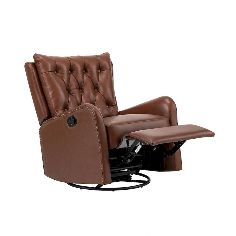 Fauteuil inclinable Jordano Mid-century en cuir véritable avec base en métal par HULALA HOME