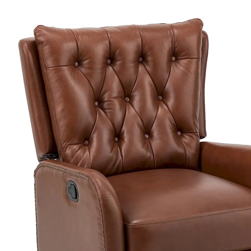 Fauteuil inclinable Jordano Mid-century en cuir véritable avec base en métal par HULALA HOME