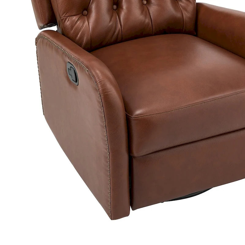 Fauteuil inclinable Jordano Mid-century en cuir véritable avec base en métal par HULALA HOME
