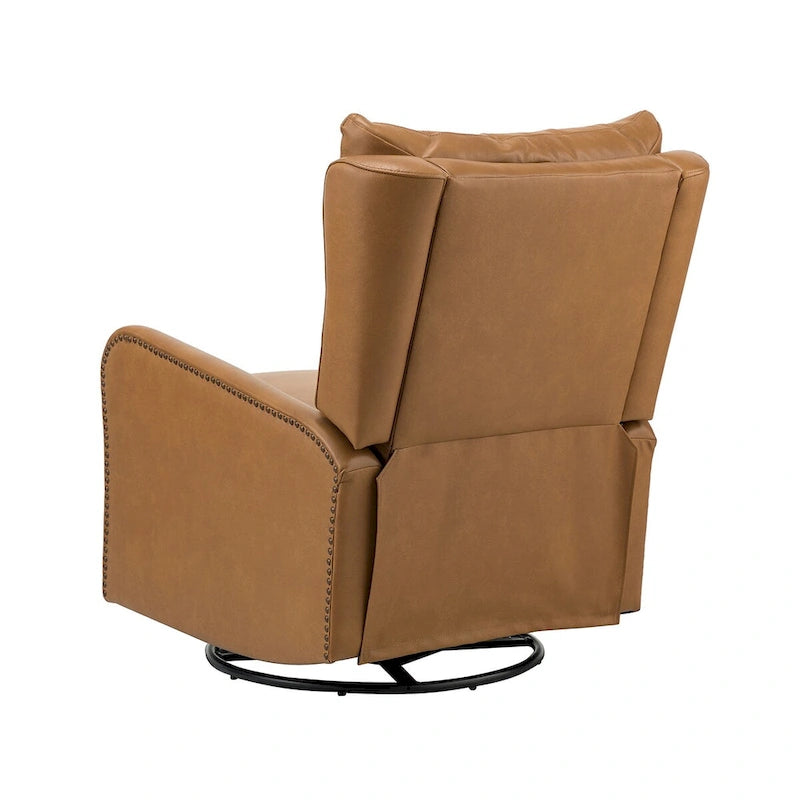 Fauteuil inclinable Jordano Mid-century en cuir véritable avec base en métal par HULALA HOME