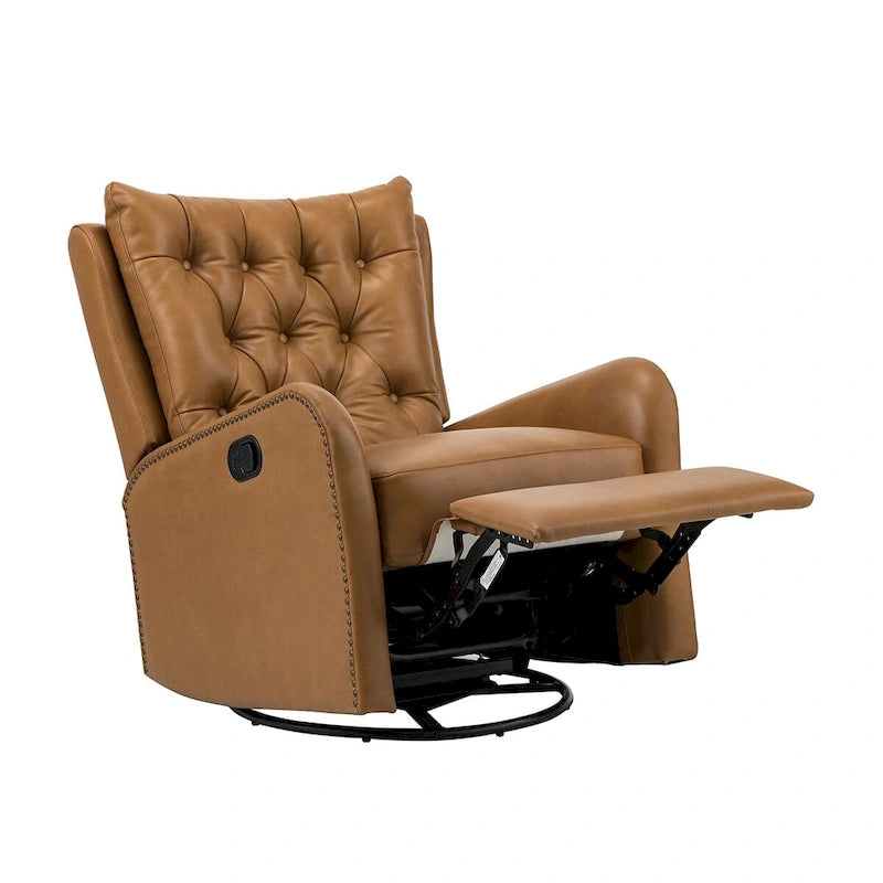 Fauteuil inclinable Jordano Mid-century en cuir véritable avec base en métal par HULALA HOME