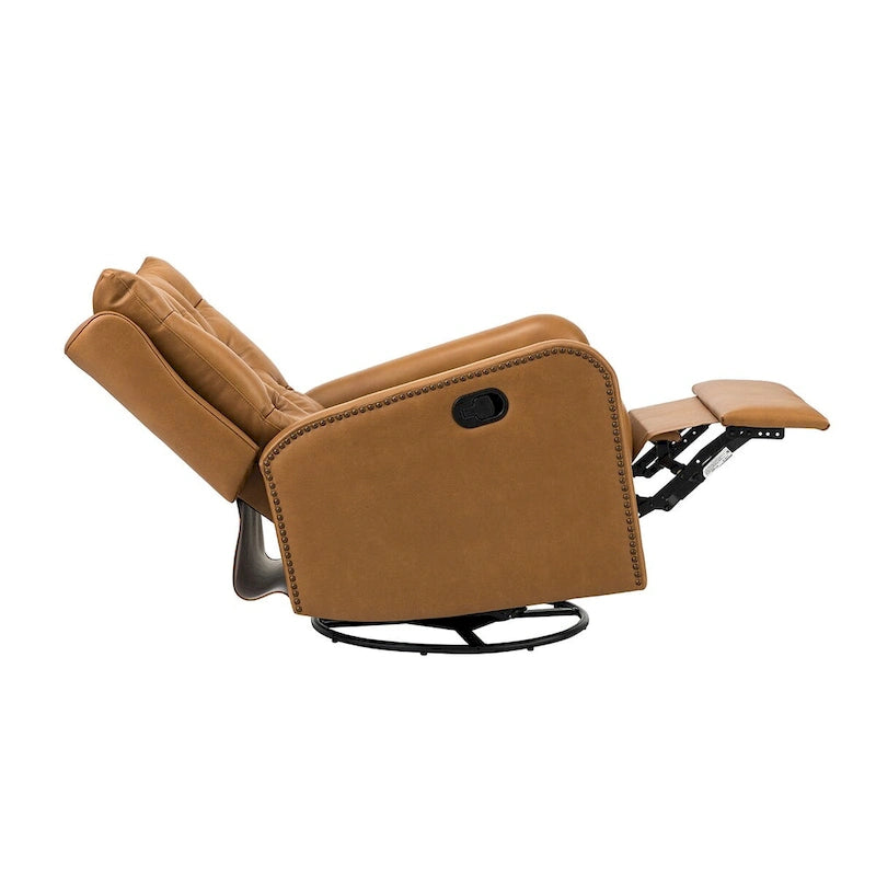 Fauteuil inclinable Jordano Mid-century en cuir véritable avec base en métal par HULALA HOME