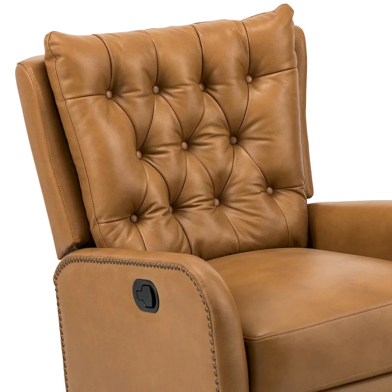 Fauteuil inclinable Jordano Mid-century en cuir véritable avec base en métal par HULALA HOME