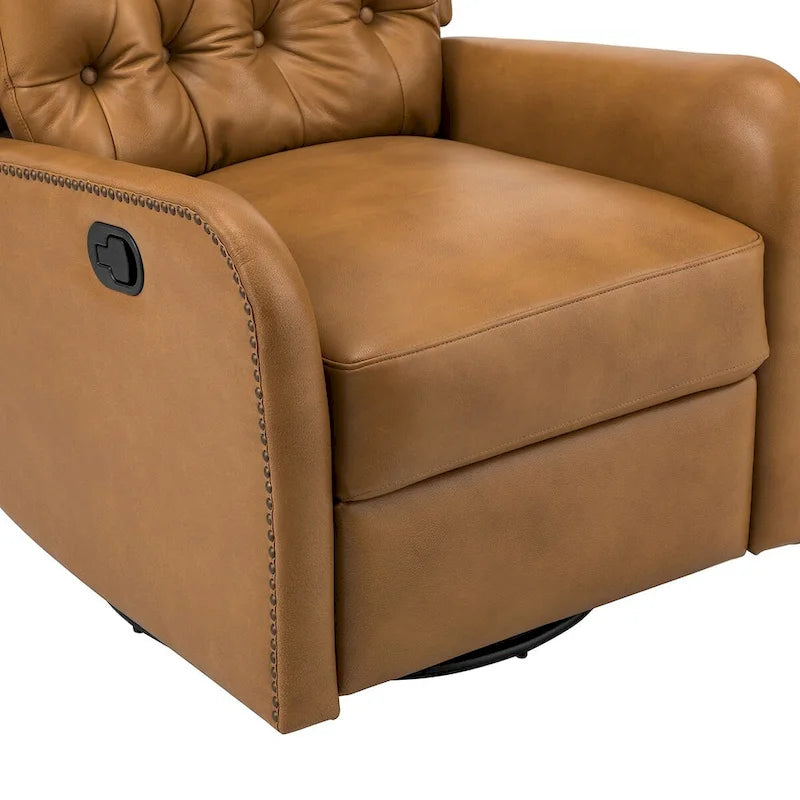 Fauteuil inclinable Jordano Mid-century en cuir véritable avec base en métal par HULALA HOME