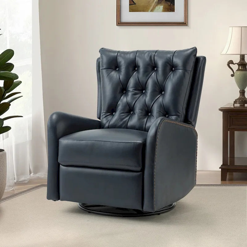 Fauteuil inclinable Jordano Mid-century en cuir véritable avec base en métal par HULALA HOME