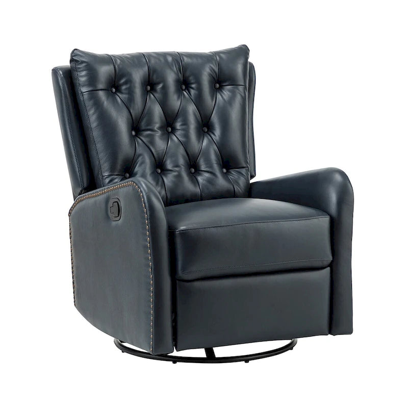 Fauteuil inclinable Jordano Mid-century en cuir véritable avec base en métal par HULALA HOME