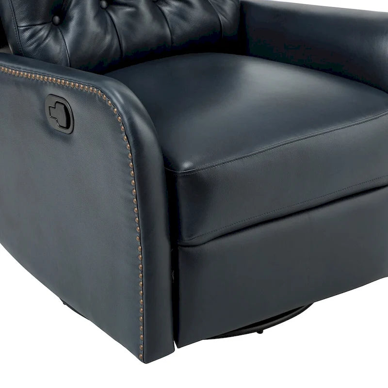 Fauteuil inclinable Jordano Mid-century en cuir véritable avec base en métal par HULALA HOME