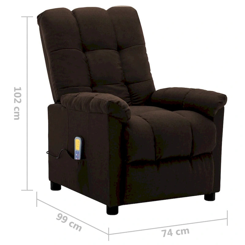 Fauteuil de massage relaxant vidaXL Tissu marron foncé - 73,9 x 99 x 102,1 cm