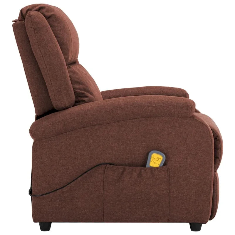 vidaXL Fauteuil de massage tissu marron - 71 x 92 x 96 cm