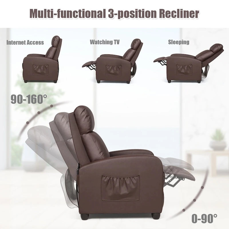 Fauteuil inclinable massant, canapé simple ergonomique réglable et rembourré