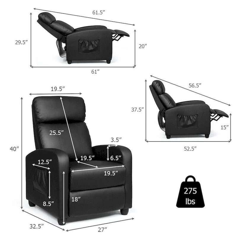 Fauteuil inclinable massant, canapé simple ergonomique réglable et rembourré