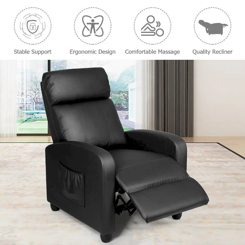 Fauteuil inclinable massant, canapé simple ergonomique réglable et rembourré