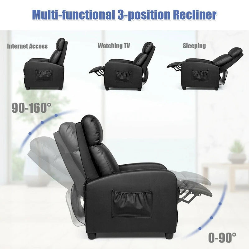 Fauteuil inclinable massant, canapé simple ergonomique réglable et rembourré