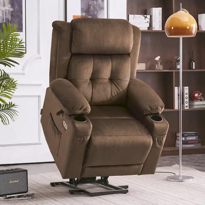 Fauteuil inclinable MCombo Lay Flat avec appuie-tête électrique pour personnes âgées de petite taille, fauteuil élévateur à position infinie, tissu 7660