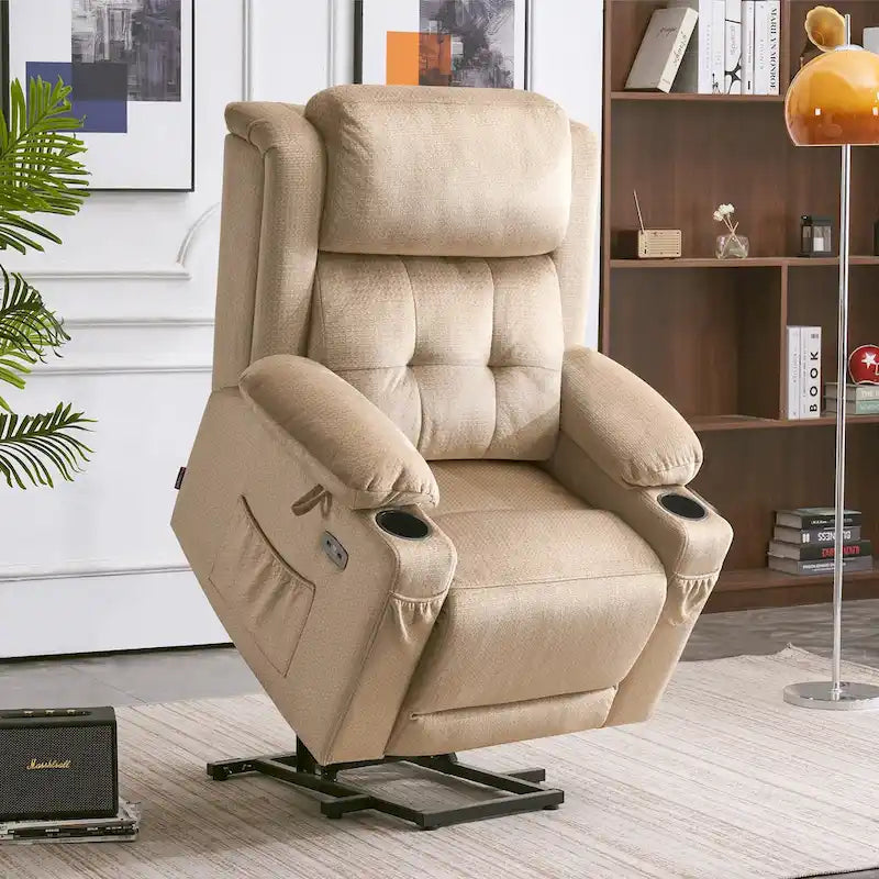 Fauteuil inclinable MCombo Lay Flat avec appuie-tête électrique pour personnes âgées de petite taille, fauteuil élévateur à position infinie, tissu 7660