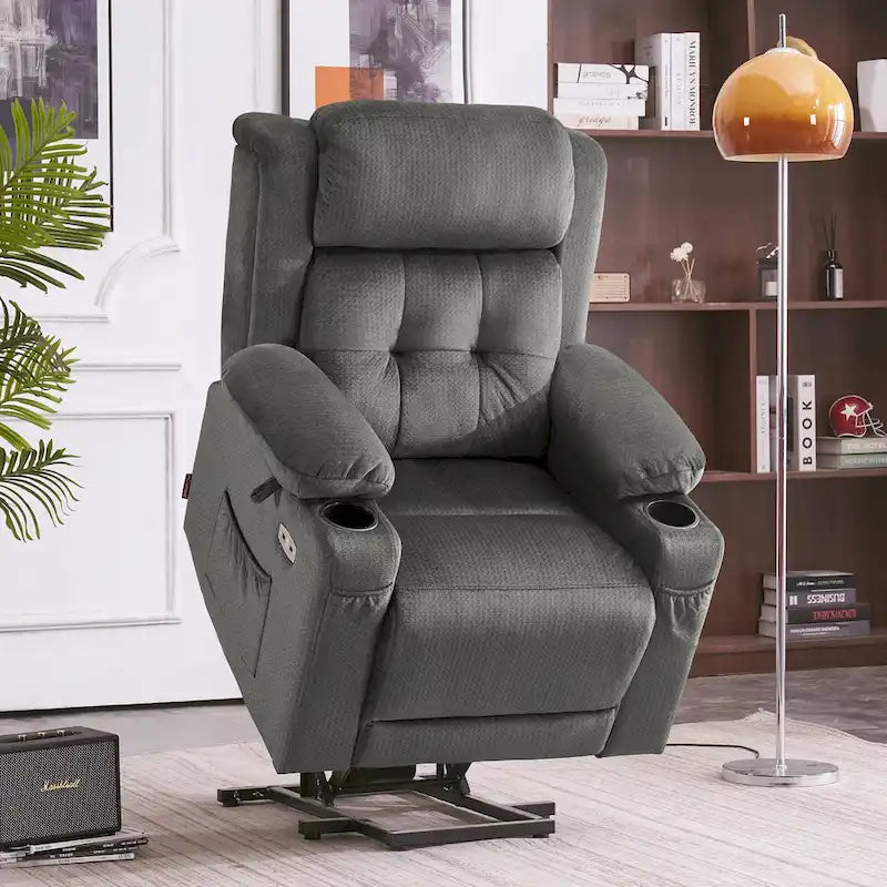 Fauteuil inclinable MCombo Lay Flat avec appuie-tête électrique pour personnes âgées de petite taille, fauteuil élévateur à position infinie, tissu 7660