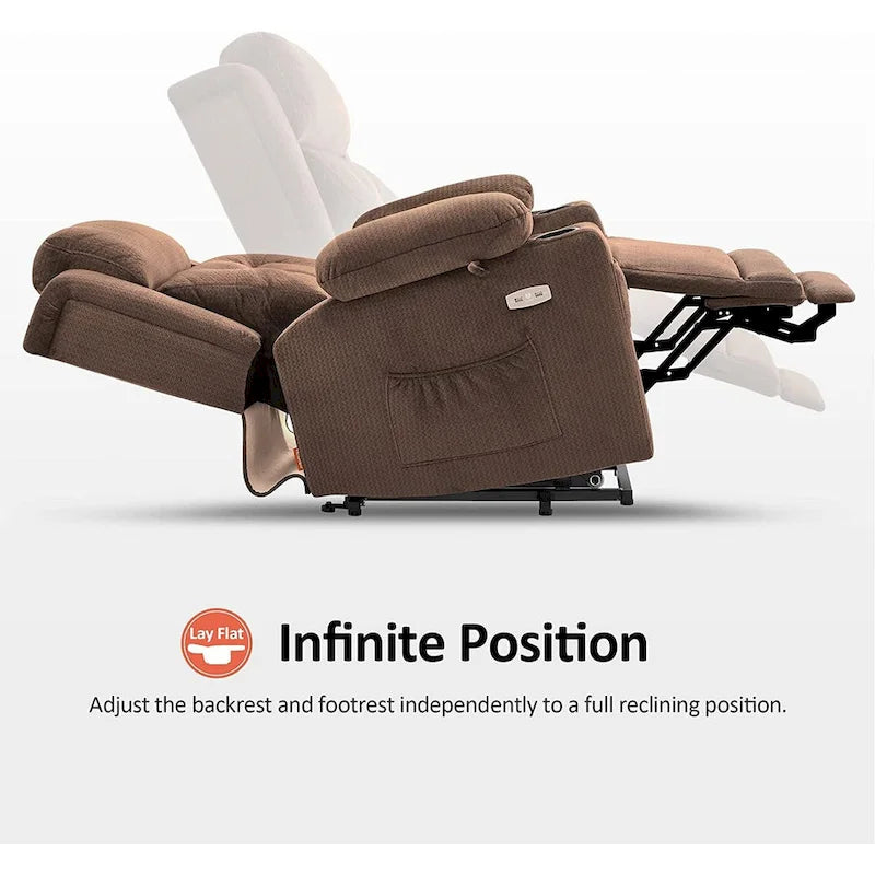 Fauteuil inclinable MCombo Lay Flat avec appuie-tête électrique pour personnes âgées de petite taille, fauteuil élévateur à position infinie, tissu 7660