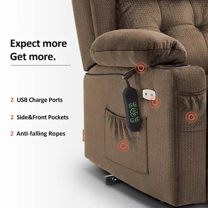 Fauteuil inclinable MCombo Lay Flat avec appuie-tête électrique pour personnes âgées de petite taille, fauteuil élévateur à position infinie, tissu 7660