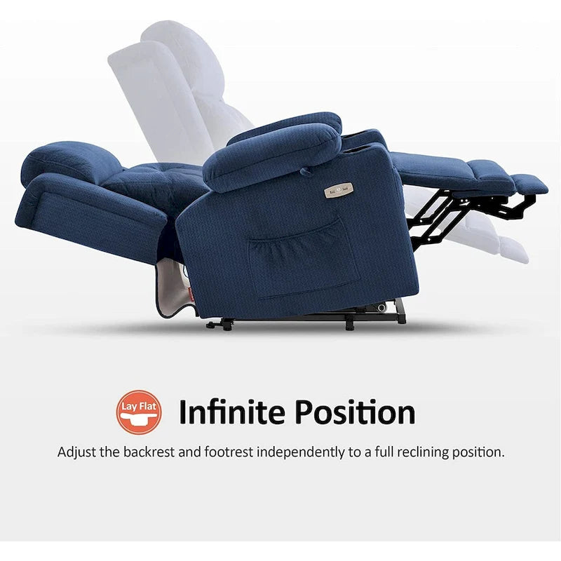 Fauteuil inclinable MCombo Lay Flat avec appuie-tête électrique pour personnes âgées de petite taille, fauteuil élévateur à position infinie, tissu 7660