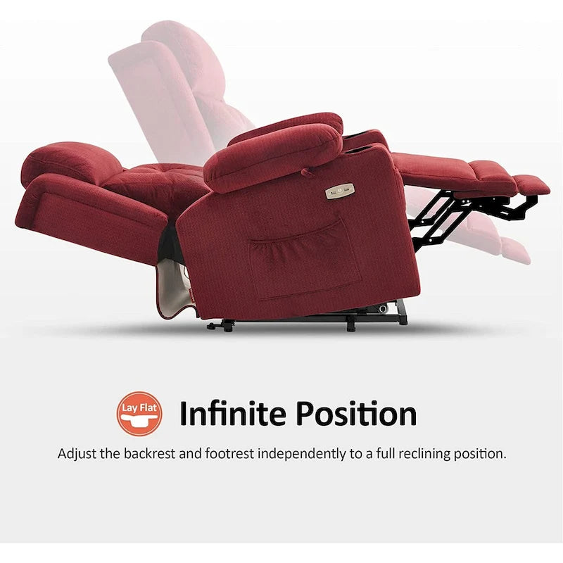 Fauteuil inclinable MCombo Lay Flat avec appuie-tête électrique pour personnes âgées de petite taille, fauteuil élévateur à position infinie, tissu 7660