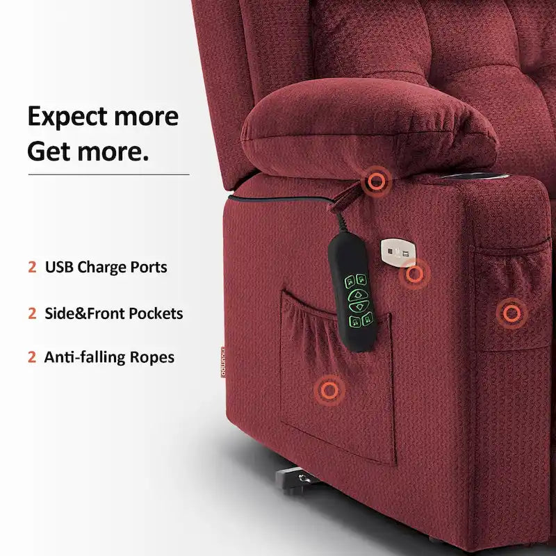 Fauteuil inclinable MCombo Lay Flat avec appuie-tête électrique pour personnes âgées de petite taille, fauteuil élévateur à position infinie, tissu 7660
