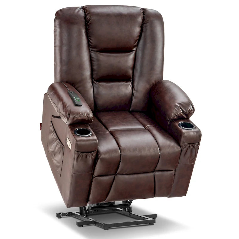 Petit fauteuil inclinable MCombo avec fonction de levage, massage et chaleur pour personnes âgées de petite taille, similicuir 7569