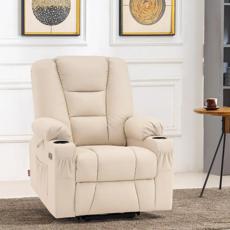 Petit fauteuil inclinable MCombo avec fonction de levage, massage et chaleur pour personnes âgées de petite taille, similicuir 7569