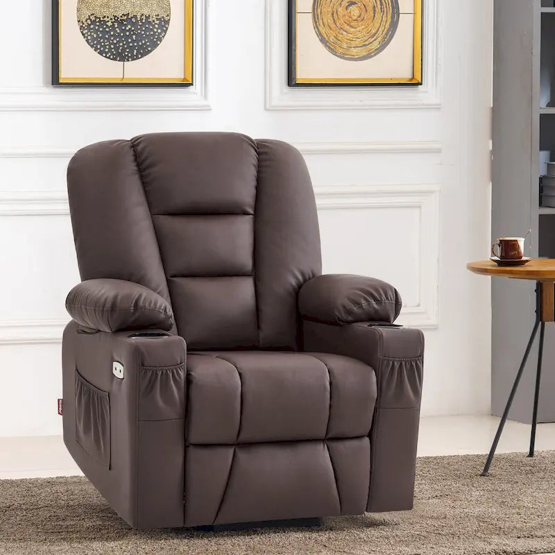 Petit fauteuil inclinable MCombo avec fonction de levage, massage et chaleur pour personnes âgées de petite taille, similicuir 7569