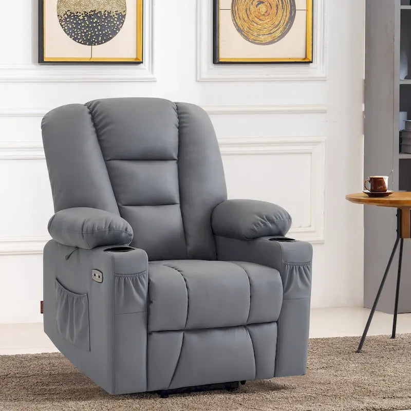 Petit fauteuil inclinable MCombo avec fonction de levage, massage et chaleur pour personnes âgées de petite taille, similicuir 7569