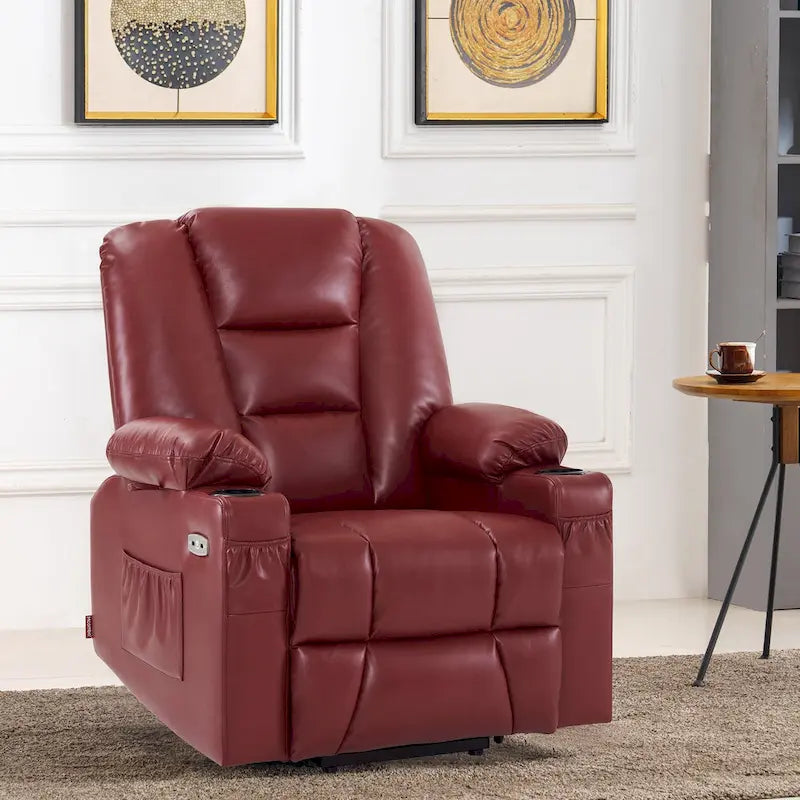 Petit fauteuil inclinable MCombo avec fonction de levage, massage et chaleur pour personnes âgées de petite taille, similicuir 7569