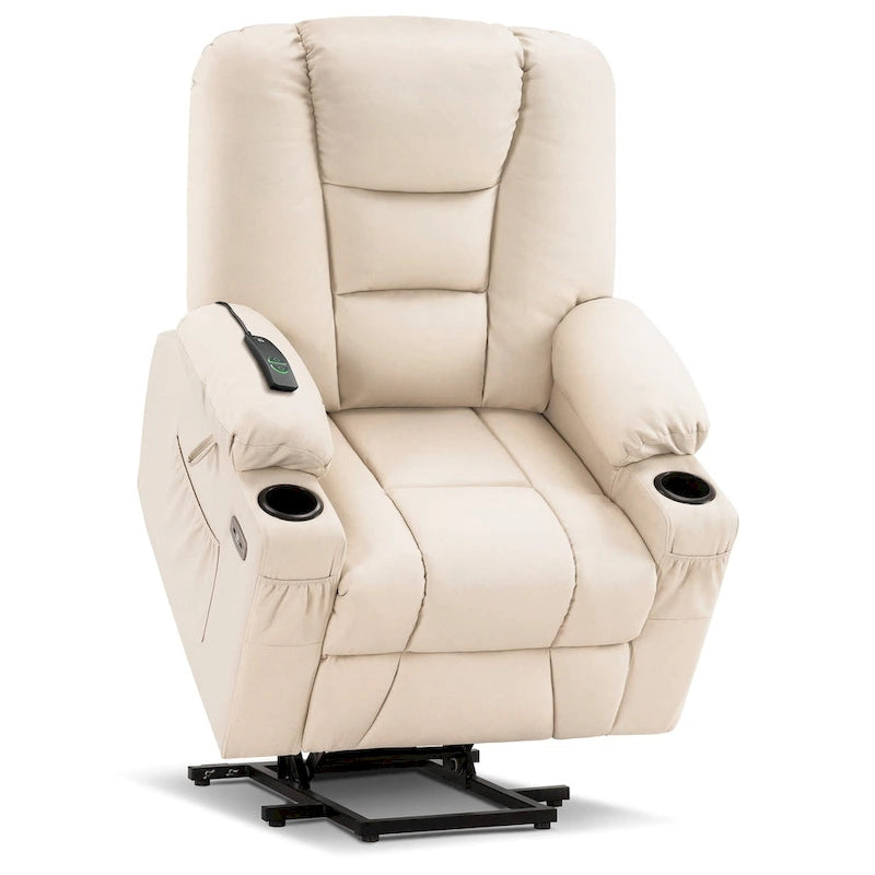 Petit fauteuil inclinable MCombo avec fonction de levage, massage et chaleur pour personnes âgées de petite taille, similicuir 7569