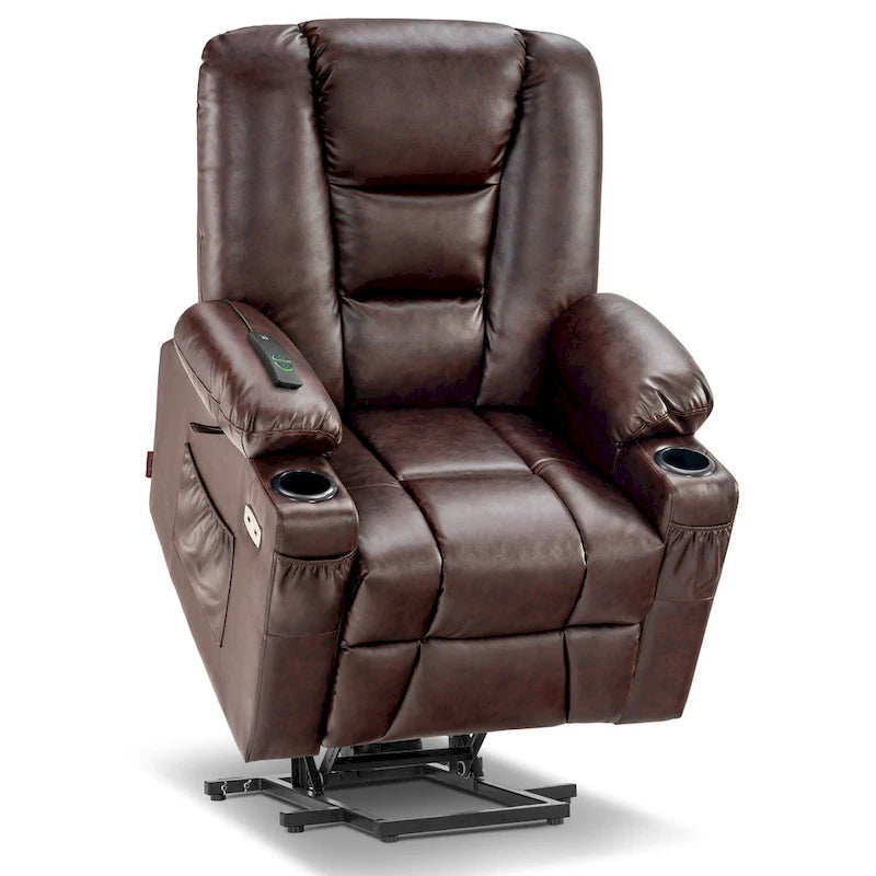 Petit fauteuil inclinable MCombo avec fonction de levage, massage et chaleur pour personnes âgées de petite taille, similicuir 7569