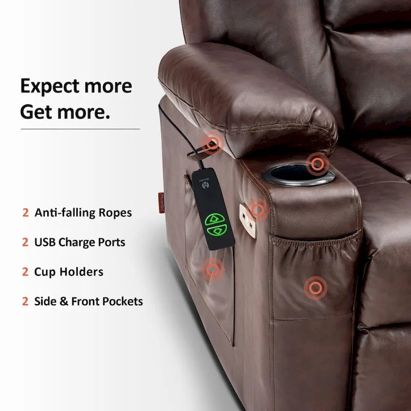 Petit fauteuil inclinable MCombo avec fonction de levage, massage et chaleur pour personnes âgées de petite taille, similicuir 7569