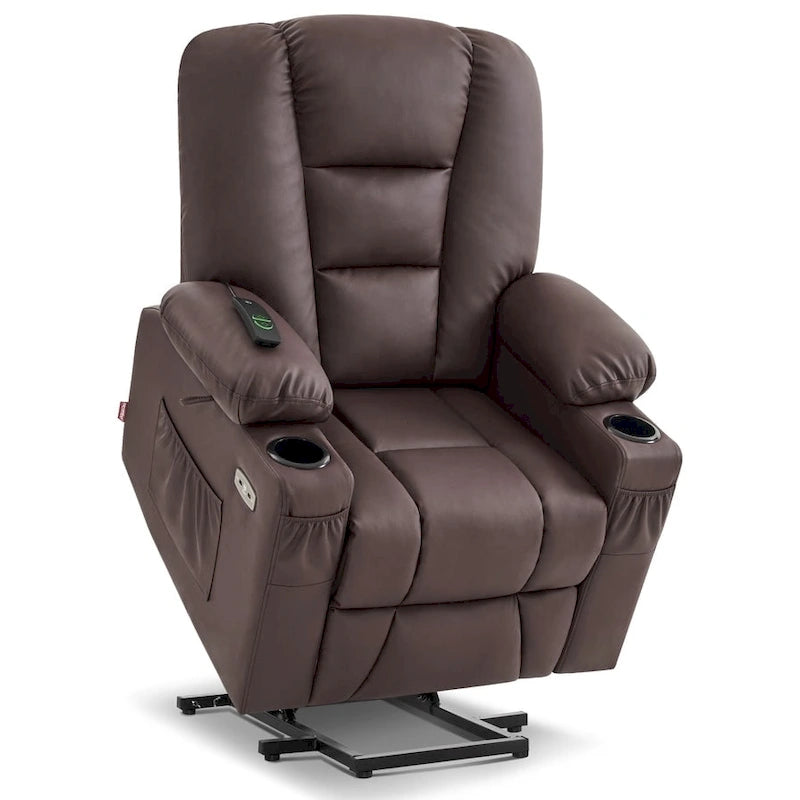 Petit fauteuil inclinable MCombo avec fonction de levage, massage et chaleur pour personnes âgées de petite taille, similicuir 7569