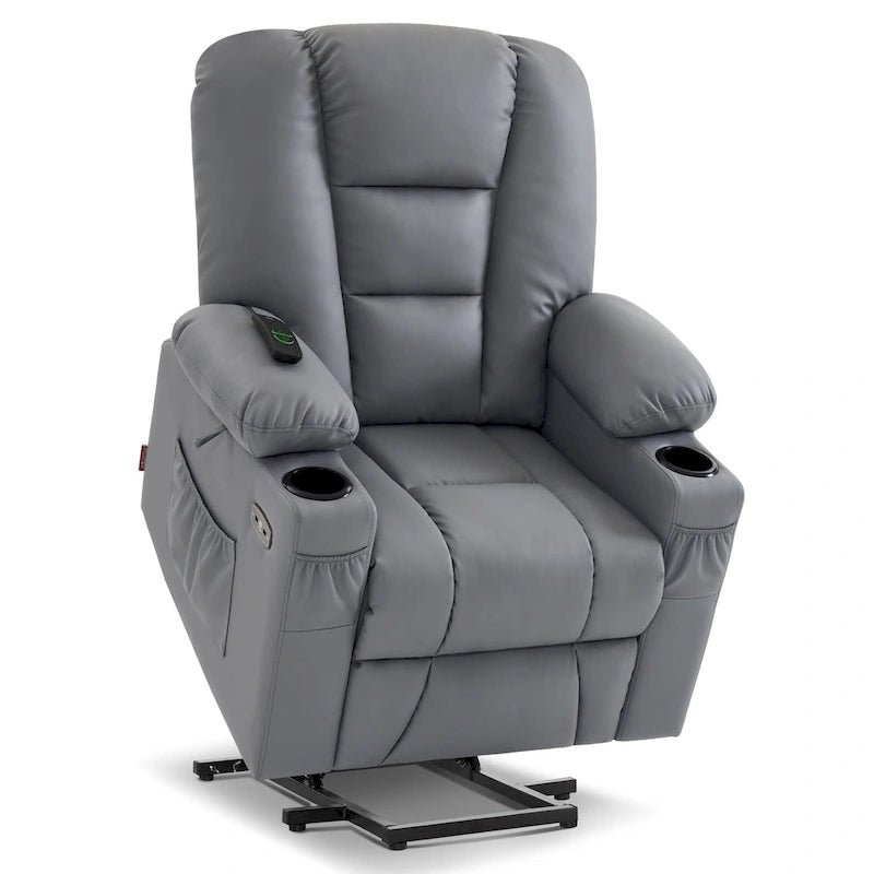Petit fauteuil inclinable MCombo avec fonction de levage, massage et chaleur pour personnes âgées de petite taille, similicuir 7569