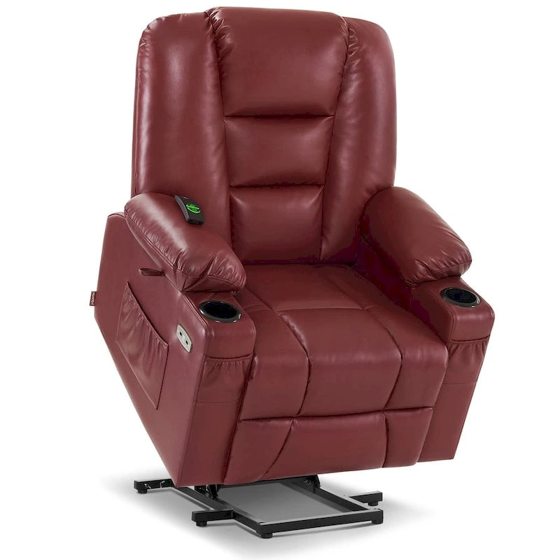 Petit fauteuil inclinable MCombo avec fonction de levage, massage et chaleur pour personnes âgées de petite taille, similicuir 7569