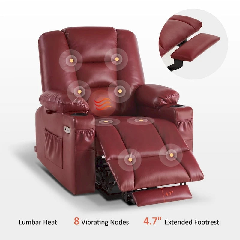 Petit fauteuil inclinable MCombo avec fonction de levage, massage et chaleur pour personnes âgées de petite taille, similicuir 7569