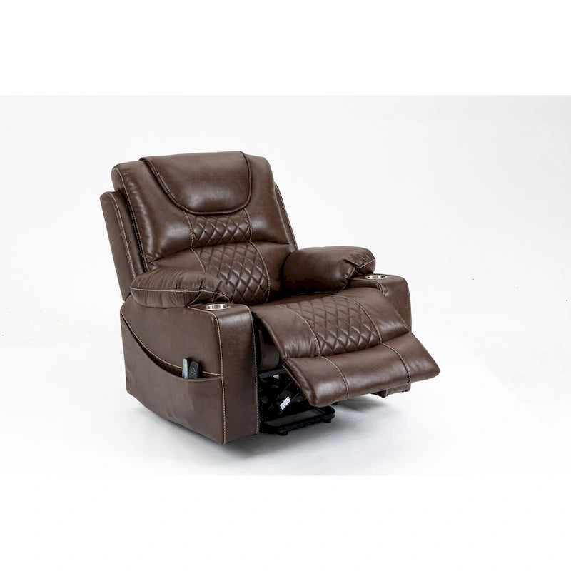 Fauteuil inclinable releveur en cuir avec massage et chauffage