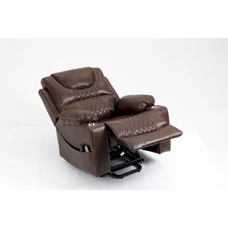 Fauteuil inclinable releveur en cuir avec massage et chauffage