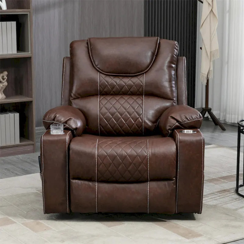 Fauteuil inclinable releveur en cuir avec massage et chauffage