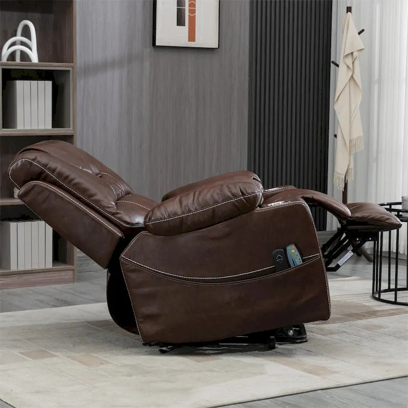 Fauteuil inclinable releveur en cuir avec massage et chauffage