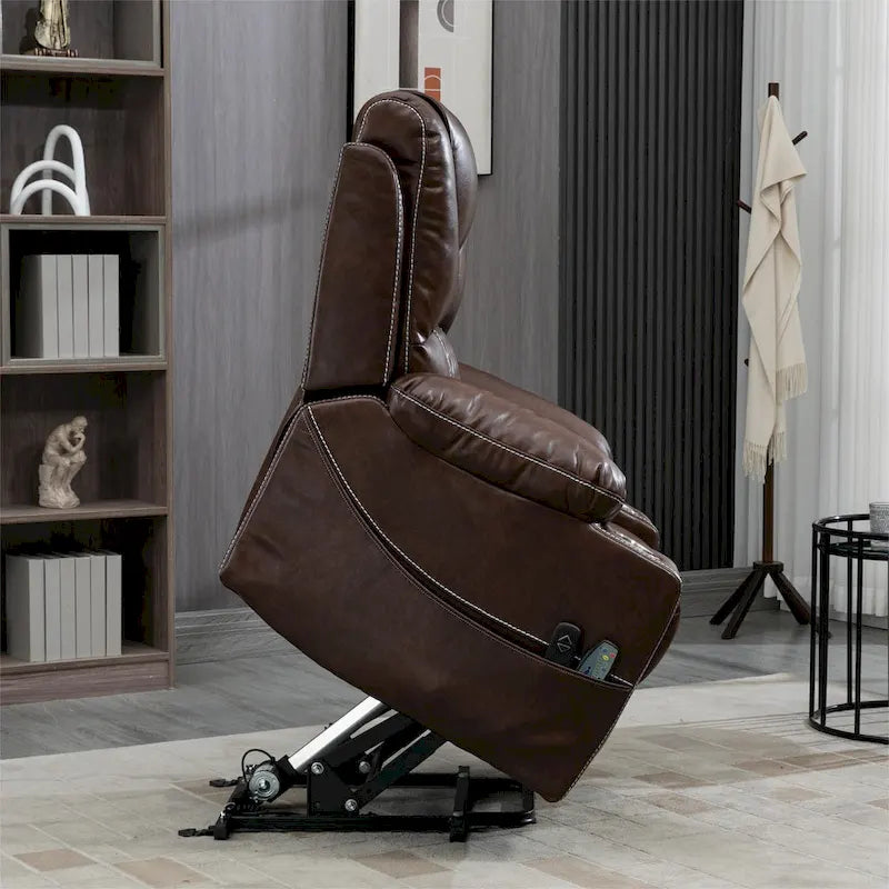 Fauteuil inclinable releveur en cuir avec massage et chauffage